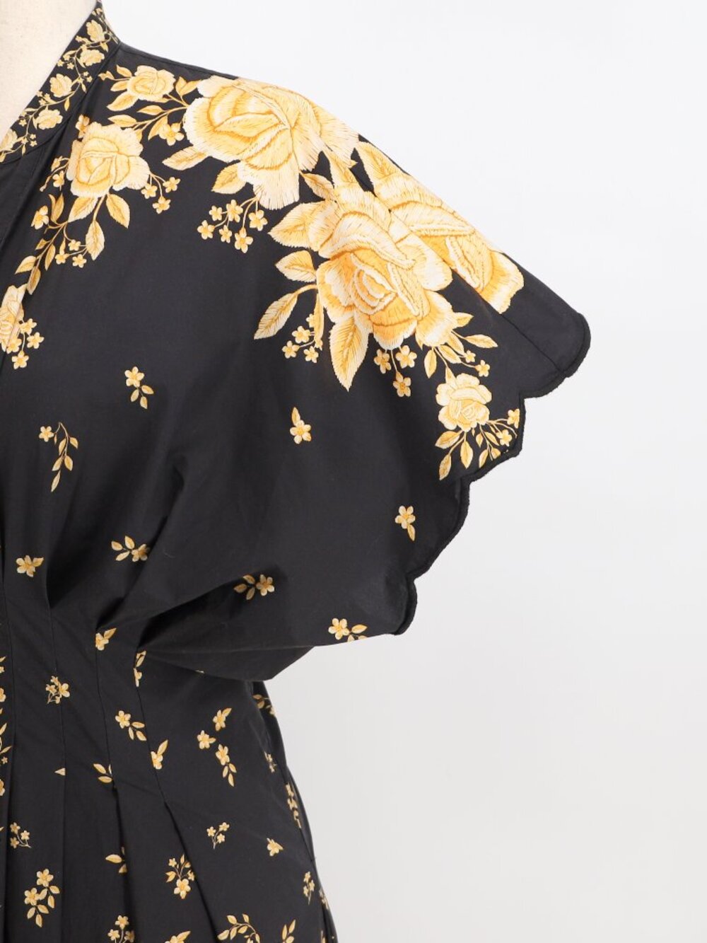 Anthropologie x Farm Rio Black Floral Cotton Button Front Midi Dress Size L - Picture 7 of 11